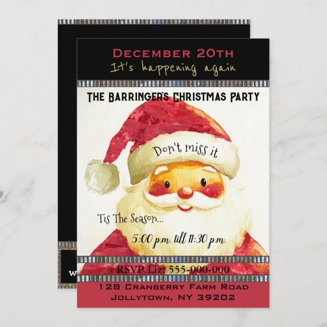 Invitation Père Noël est en route pour Noël (Devant / Derrière)