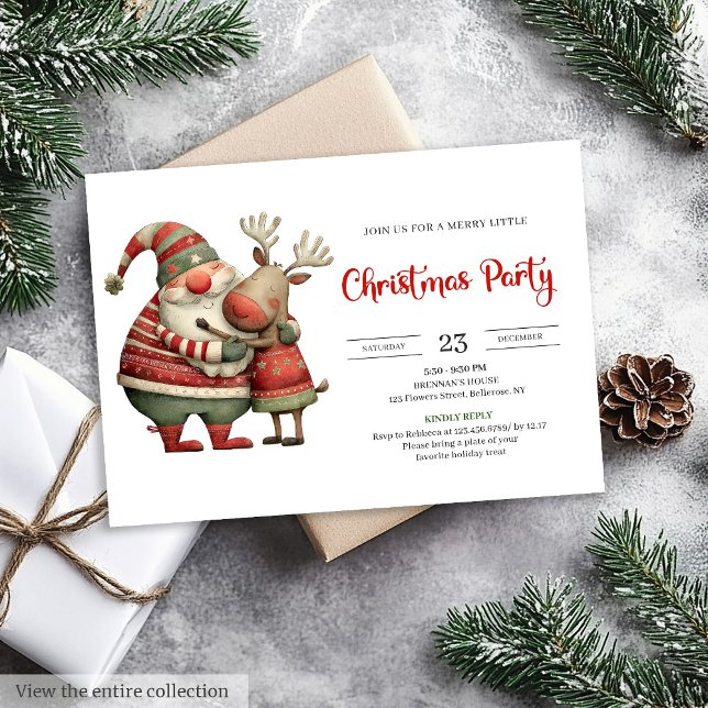 Invitation Père Noël excentrique aquarelle Editable Fête d'en (Quirky Santa Claus Watercolor Editable Kids Party Invite

)
