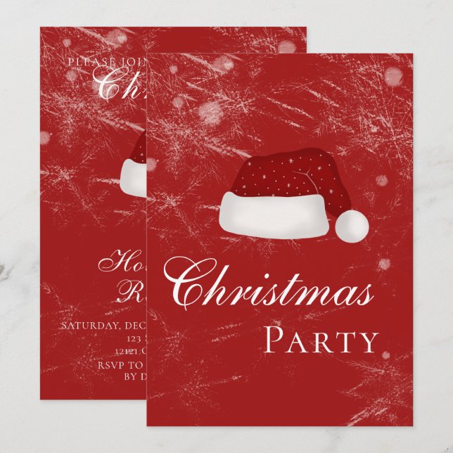 Invitation Père Noël fête de Noël Casquette hiver (Devant / Derrière)