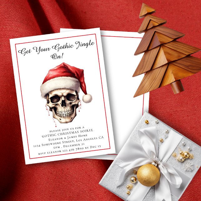 Invitation Père Noël gothique Joyeux Noël (Front and Back Views)