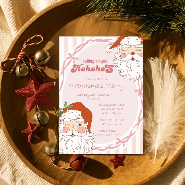 Invitation Père Noël Ho Ho Hos Amies amusantes Fête de Noël (Créateur téléchargé)