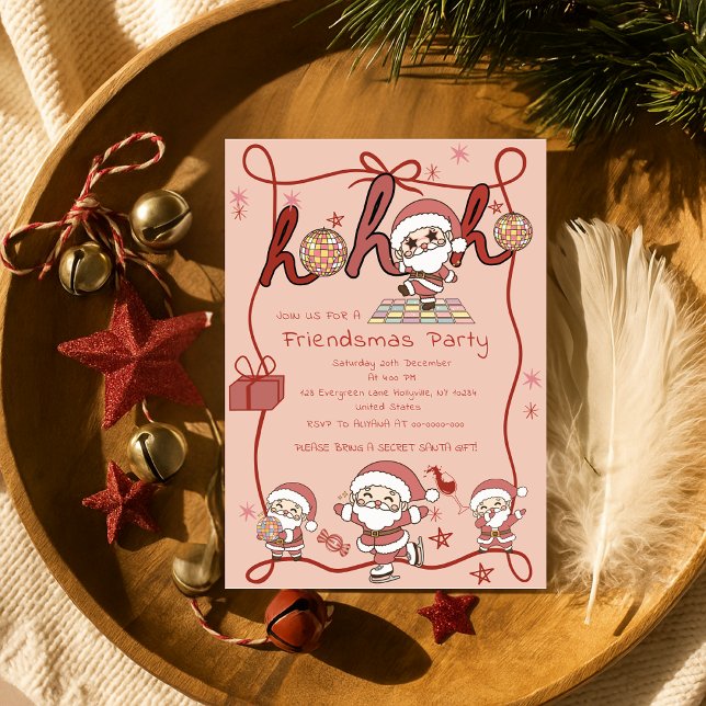 Invitation Père Noël Ho Ho Hos Amies amusantes Fête de Noël (Créateur téléchargé)