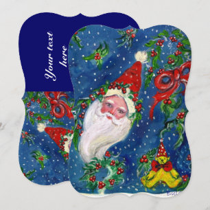 INVITATION PÈRE NOËL, HOLLYBERRIES, COURONNES, FÊTE DE NOËL B