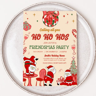 Invitation Père Noël Hos Amies amusantes pour adultes Fête de