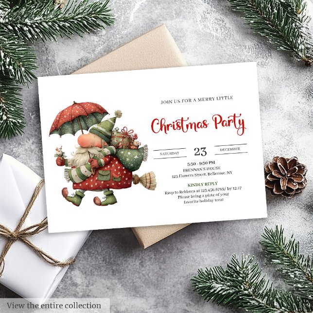 Invitation Père Noël Humour Rouge Vert Imprimable Festif  (Santa Claus Humor Red Green Festive Printable Invitation

)