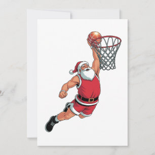 Invitation Père Noël jouant au basket-ball Amoureux du sport 