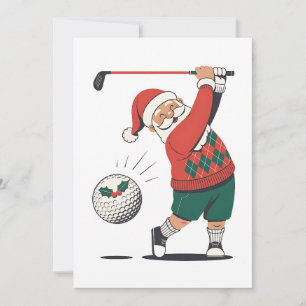 Invitation Père Noël jouant au golf Joueur de golf de Noël