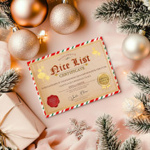 Père Noël Liste Nice Certificat de Noël