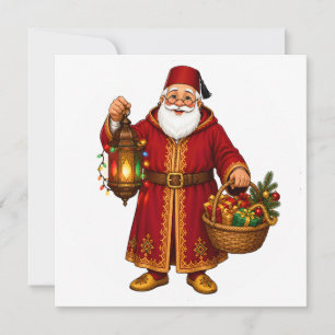 Invitation Père Noël marocain avec ornement lanterne