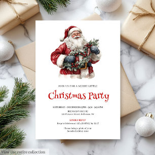 Invitation Père Noël minimaliste Dîner de vacances personnali