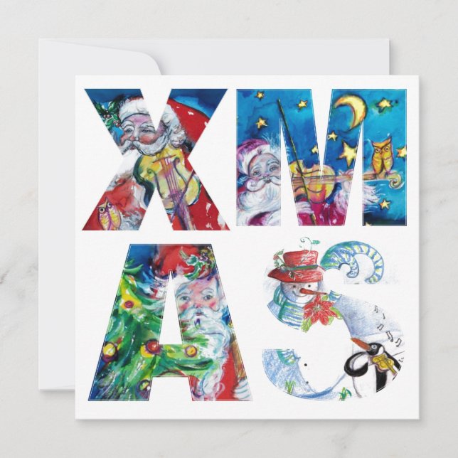 INVITATION PÈRE NOËL MUSICALE ET SNOWMAN XMAS NIGHT PARTIE (Devant)