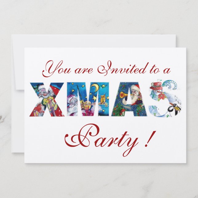 INVITATION PÈRE NOËL MUSICALE ET SNOWMAN XMAS NIGHT PARTIE (Devant)