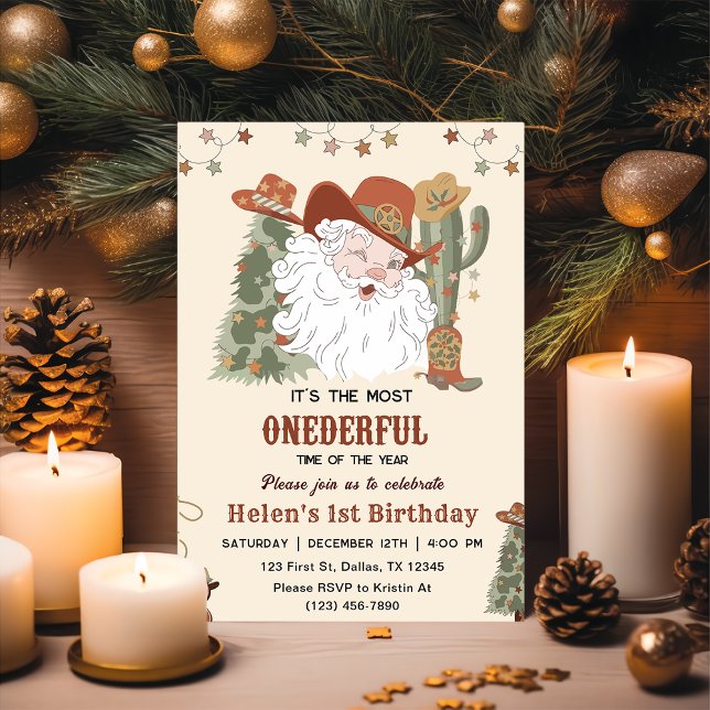 Invitation Père Noël occidental Oh Quel plaisir Noël Annivers (Créateur téléchargé)