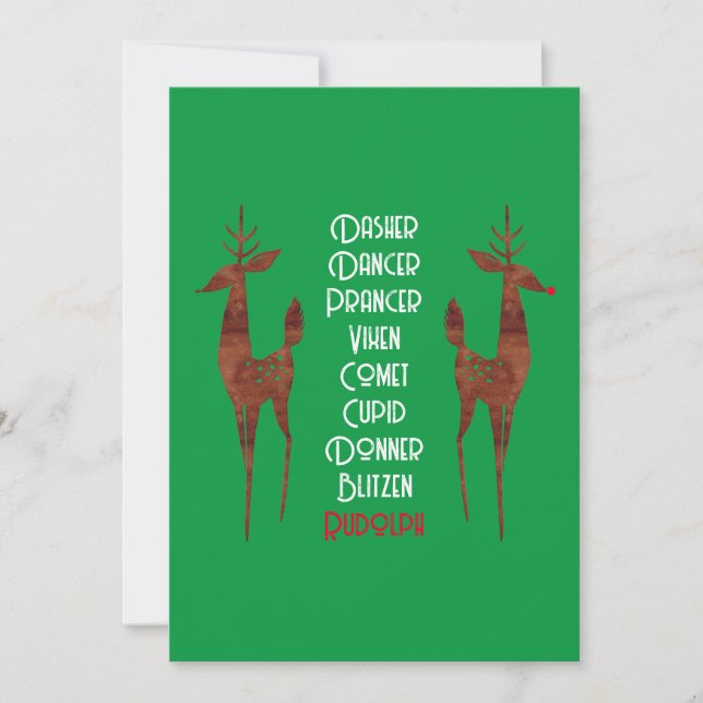 Invitation - Père Noël Reindeer - Rudolph (Devant)