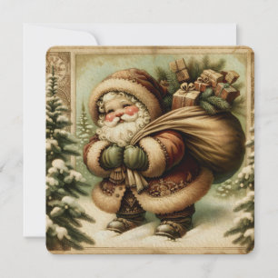 Invitation Père Noël rétro avec des cadeaux