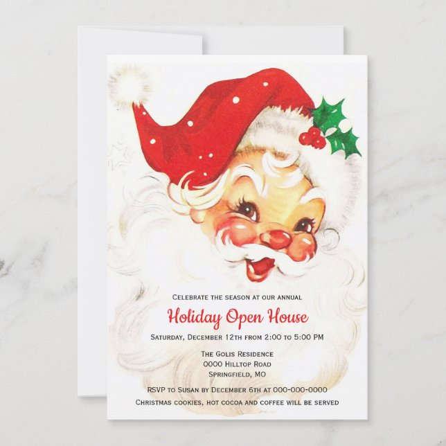 Invitation Père Noël Rétro Noël  (Devant)