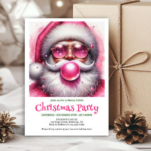 Invitation Père Noël Rose Personnalisé Bubble Gum Noël Drôle