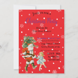 Invitation Père Noël rouge personnalisé pour les fêtes de Noë