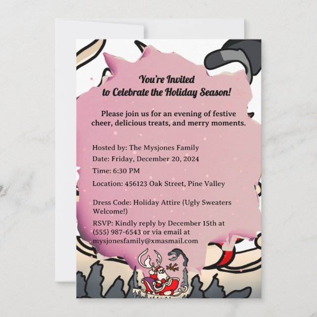 Invitation Père Noël rustique dans un traîneau avec lanterne (Devant)