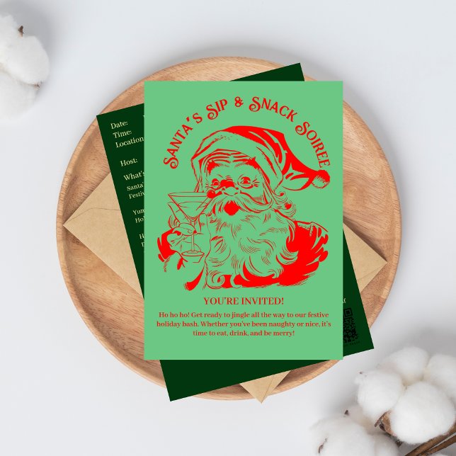 Invitation Père Noël Sip & Snack Soiree Christmas Party (Créateur téléchargé)