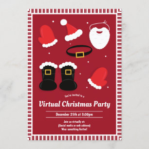 Invitation Père Noël Suit Pièces Rouge Virtual Christmas Part