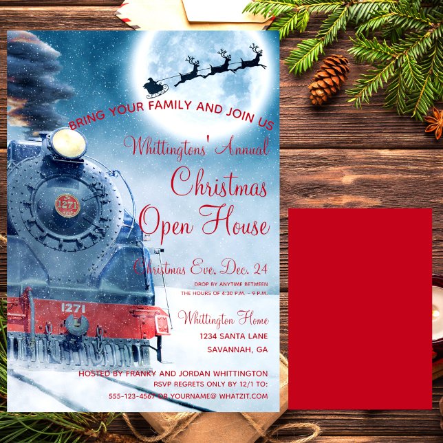 Invitation Père Noël, Train Red Christmas Open House Invitati (Créateur téléchargé)