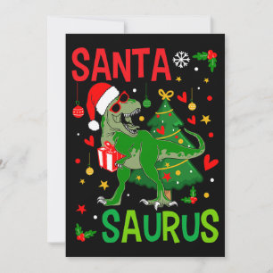 Invitation Père Noël TRex Kid Christmas Dinosaur Tree Rex Boy