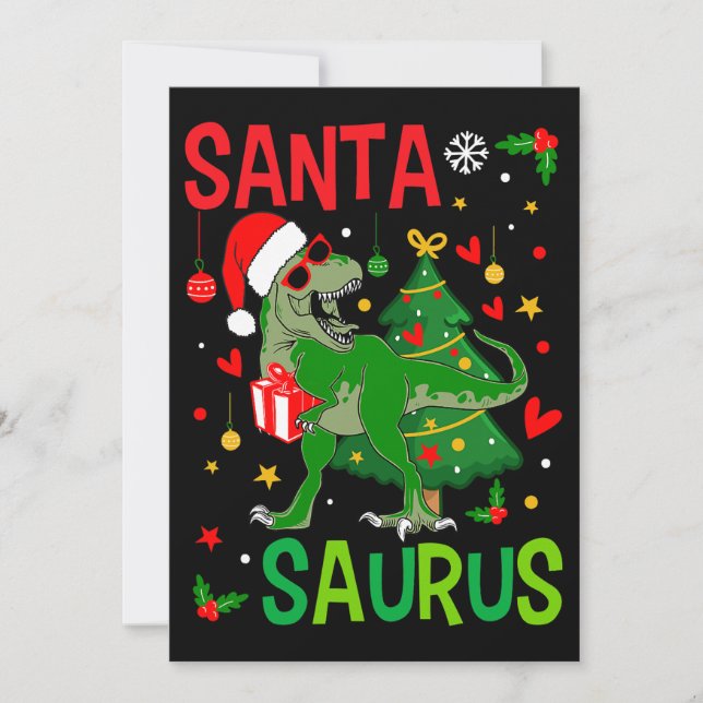 Invitation Père Noël TRex Kid Christmas Dinosaur Tree Rex Boy (Devant)