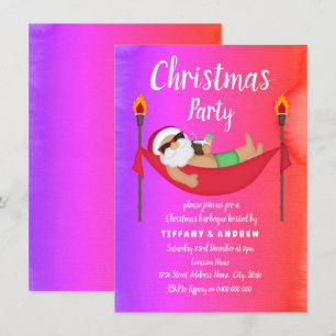 Invitation Père Noël Tropical Summer Christmas Party Invitati
