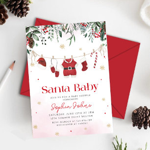 Invitation Père Noël Vêtements pour bébés Baby shower d'hiver