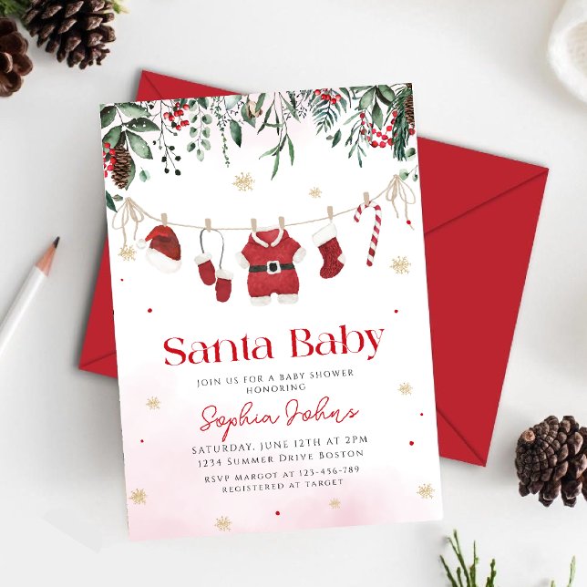 Invitation Père Noël Vêtements pour bébés Baby shower d'hiver (Créateur téléchargé)