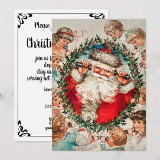 Invitation Père Noël victorien au téléphone avec des enfants