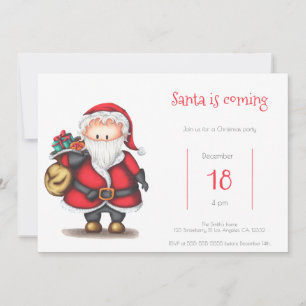 Invitation Père Noël vient avec le Père Noël mignon avec des