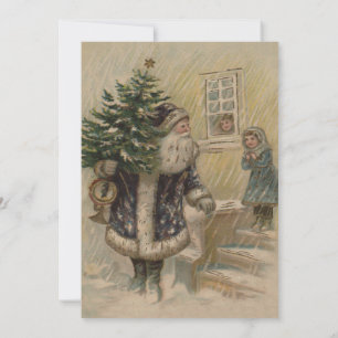 Invitation Père Noël Vintage Neige Arbre de Noël