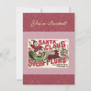 Invitation Père Noël Vintage Pralines Antique Bonbons