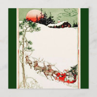 Père Noël vintage Sleigh et renne dans la neige