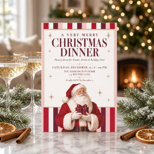 Invitation Père Noël Vintage Un très joyeux dîner de Noël