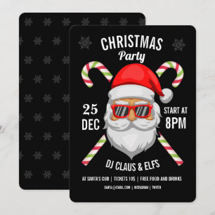Invitation Père Noël visage lunettes de soleil canne douce