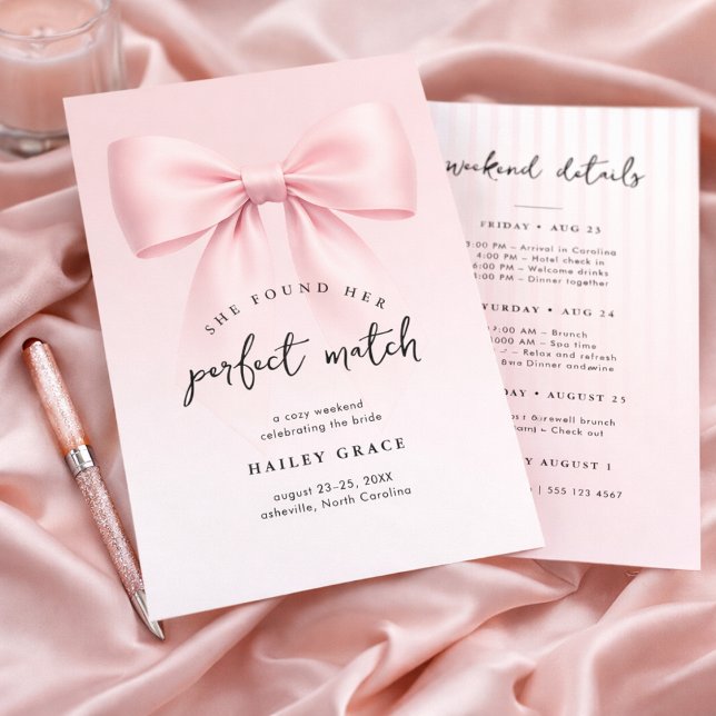 Invitation Perfect Match Elegant Minimal Bachelorette Weekend (Créateur téléchargé)