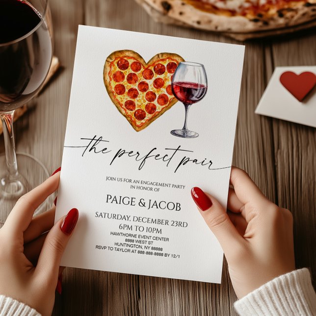 Invitation Perfect Pair Pizza Vin Mariage (Créateur téléchargé)