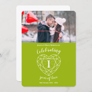 Invitation Péridot coeur 1er anniversaire 1 an photo invitati
