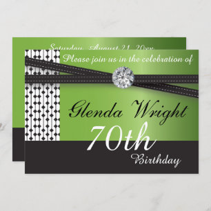 Invitation Peridot élégant et fête d'anniversaire noire