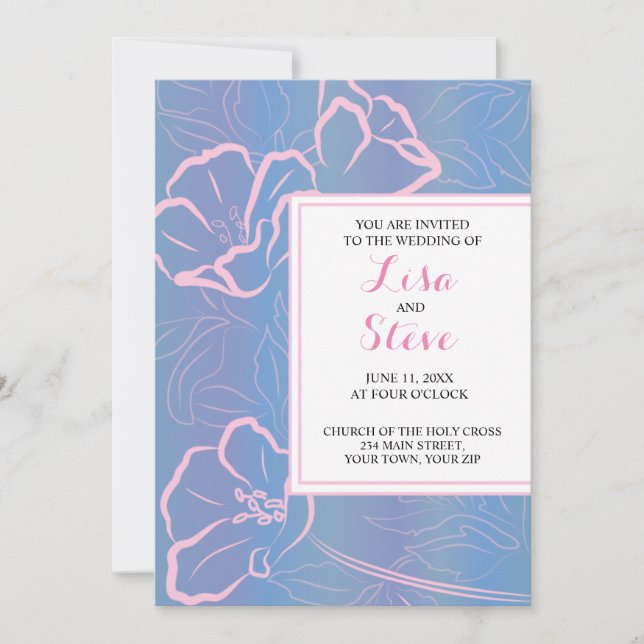 Invitation Périgée tropicale florale et Mariage rose (Devant)