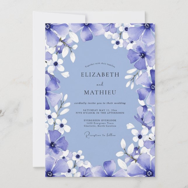 Invitation Periwinkle Bloom Romance Wedding (Devant)