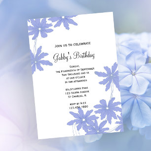 Invitation Périwinkle Blue Daisies fête d'anniversaire