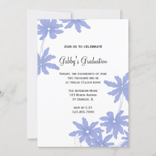Invitation Periwinkle Blue Daisies Graduation Party Invitatio