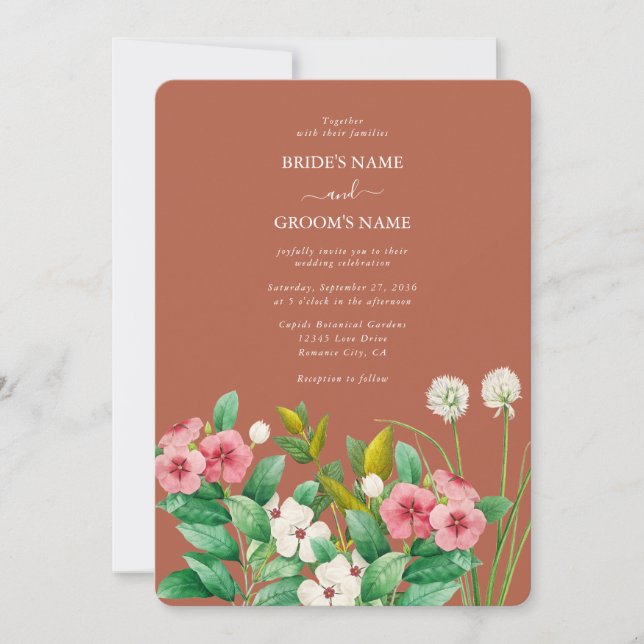Invitation Périwinkle Burnt Orange Terracotta Mariage (Devant)