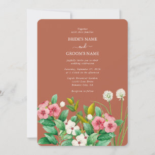 Invitation Périwinkle Burnt Orange Terracotta Mariage