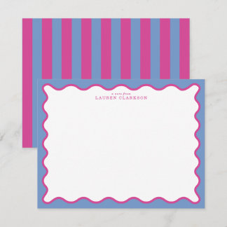 Invitation periwinkle & Hot Pink Wavy Border Note Card