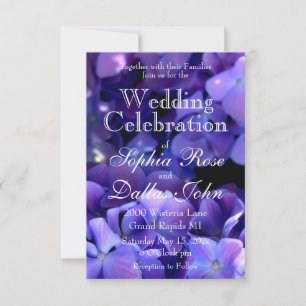 Invitation Périwinkle hydrangeas violet bleu Mariage